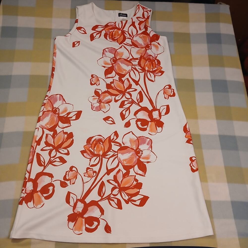 Vintage Jemma White With Red Floral Dress Size 1x